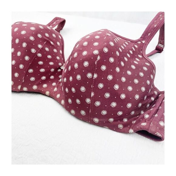 Cacique 44d lightly lined balconette maroon and white floral fruit print - Picture 3 of 11
